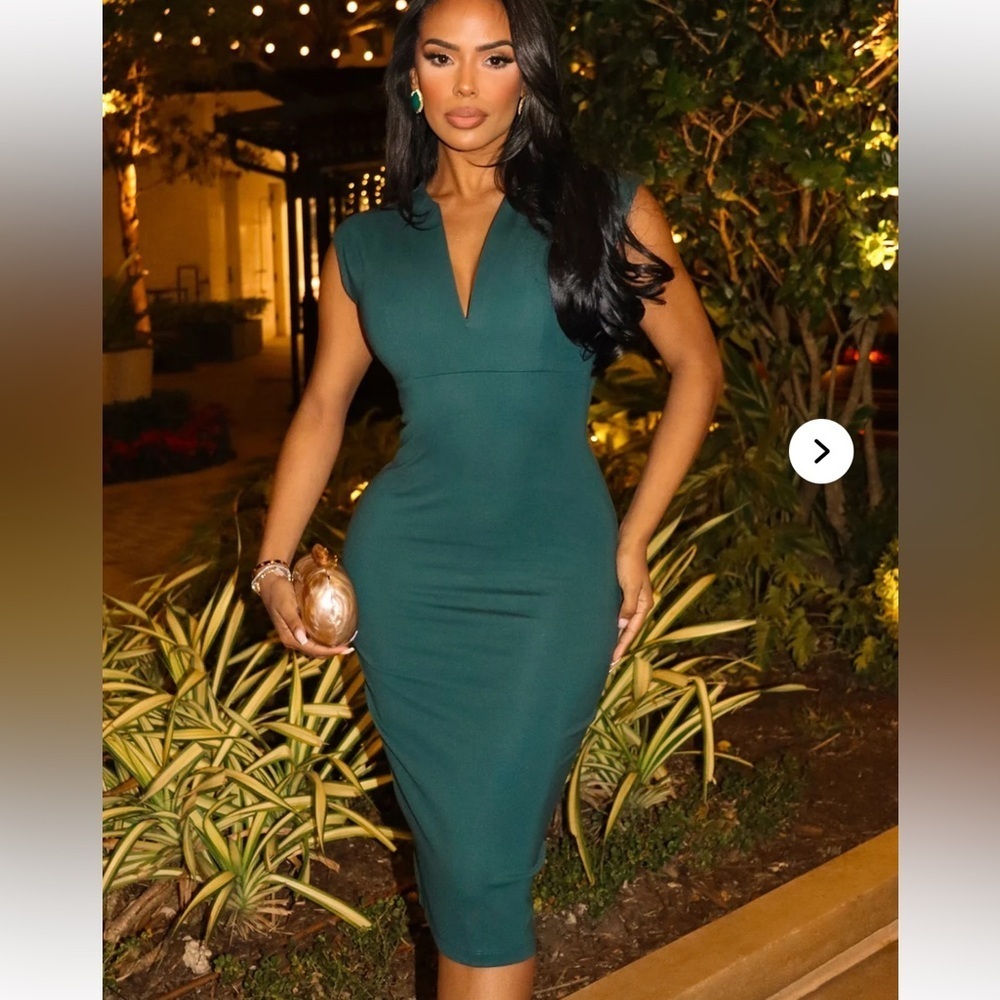 2X FASHION NOVA CEO Moves Cap Sleeve Midi Dress Date Night Career Minimalist - Picture 2 of 12